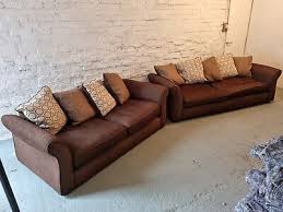 designer sofa x 2 dfs brown fabric with