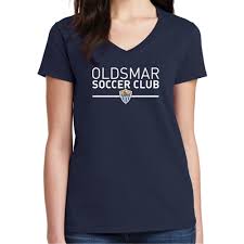 Oldsmar Soccer Club Womens V Neck T Shirt Navy