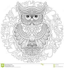 Coloring Page With Cute Owl And Floral Frame Stock Illustration
