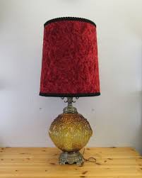 Vintage Amber Bubble Glass Table Lamp