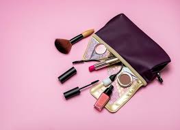 make up brushes in a beautiful brush bag