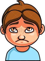 little boy sad face cartoon vector