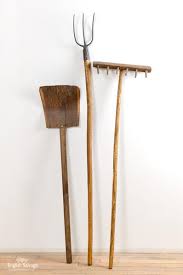 Vintage Wooden Fork Rake Spade Garden Tools