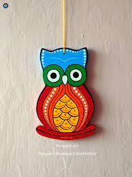 Handpainted Wooden Owl Wallhanging