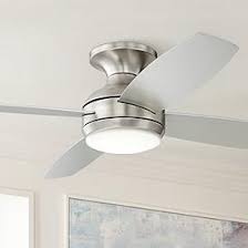 The white fan offers simple yet effective pull chain control so that you can easily adjust the fan and turn on the light. Outdoor Flush Mount Ceiling Fans With Remote Lamps Plus