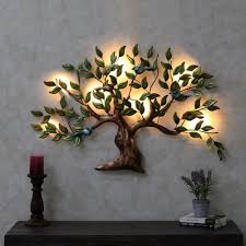 Multicolor Iron Leaf Tree Wall Art For