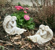 Set Of 2 Angels Garden Statue Figure