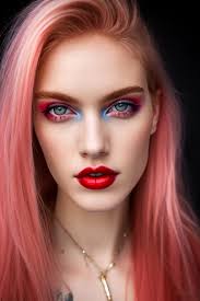 red and blue glam rock makeup playground