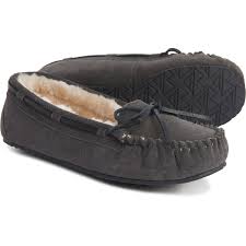 Minnetonka Moccasin Charcoal Allie Junior Trapper Slippers Suede For Women