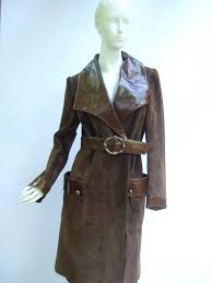 gucci brown suede trench coat with