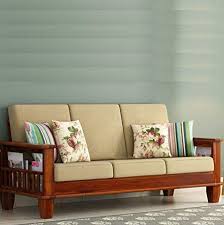 solid sheesham wood 3 seater sofa with