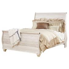 Willowton Queen Sleigh Bed In White Wash