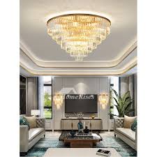 Crystal Pendant Gold Round Contemporary Ceiling Light Fixture Living Room Luxury Bar Counter Living Room