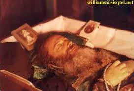 Blessed Seraphim in Repose, photographed in candlelight. September, 1982 -  Copyright © The Blessed Seraphim Hermitage