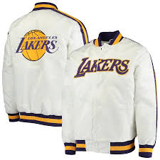 Sleek, stylish, and simple — the bomber jacket is a timeless piece of outwear that every man needs. Men S Starter White Los Angeles Lakers Satin Varsity Jacket