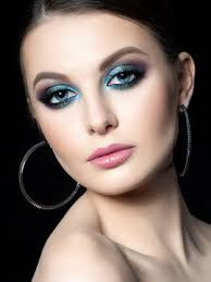 fashion makeup modern blue smokey eyes
