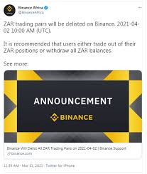 But 3 things should be remembered when you are about to invest in cryptos Binance Abruptly Delists South African Rand Trading Pairs After Currency Fails To Meet High Level Standard Exchanges Bitcoin News