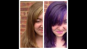 Red, orange, yellow, green, blue, cyan, teal, turquoise, purple, indigo, violet, lavender, pink, black, white, brown, bright, light, baby, soft. Natural Blonde To Purple Hair For A Temporary Shot Of Colour Youtube