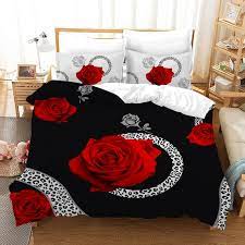 Red And Black Rose Comforter