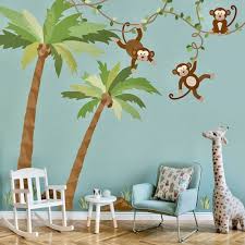 Large Monkey Wall Decals On Vines Palm