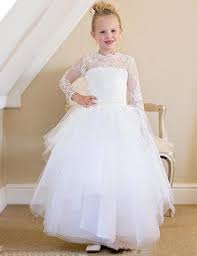 Pure White Tulle First Communion Gowns With Bow Back Custom Made Flower Girl Dress For Special Occasion Cheap Kids Prom Dresses Joan Calabrese Flower