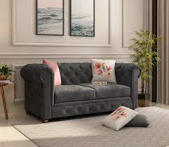 2 seater sofa velvet graphite grey