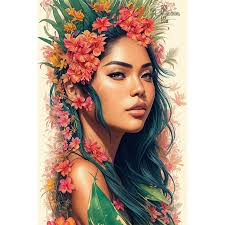 Hawaiian Woman Flower Lei Portrait