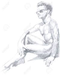 Hombre Desnudo, Dibujo A Mano Técnica Original, Lápiz Fotos, retratos,  imágenes y fotografía de archivo libres de derecho. Image 14593166