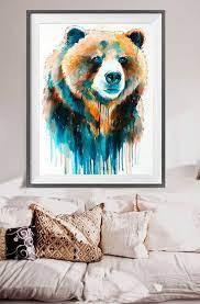 Grizzly Bear Watercolor Painting Print