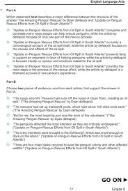 english language arts practice test grade pdf update on penguin rescue efforts from oil spill in south tlantic compares and contrasts many ways