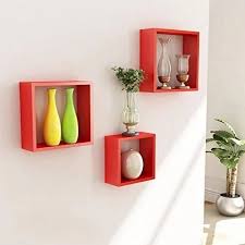 Trust Kart Red Square Wall Hanging Shelves