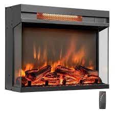 Costway 23 3 Sided Electric Fireplace Insert Heater 1500w With Thermostat Remote Control
