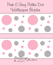 pink grey polka dot wallpaper border