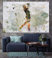Abstract Golf Player Canvas Wall Art