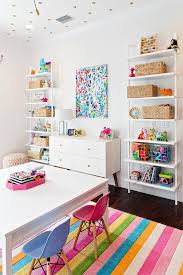 colorful striped rug in playroom