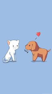 Cute Dog And Cat Cartoon Wallpaper