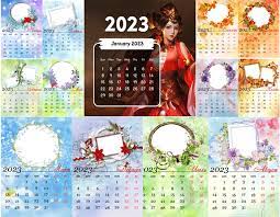 calendar 2023 with photo frames png and