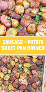 sheet pan sausage and potatoes dinner