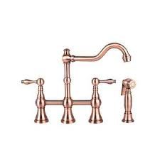 Copper kitchen rose gold pull faucet material: Brienza 2 Handle Bridge Kitchen Faucet With Side Sprayer In Antique Copper N96718 Ac The Home Depot