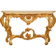 wooden console table with antique gold