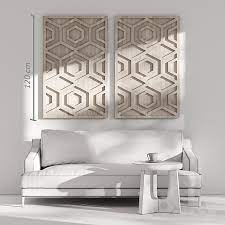 graphic wood wall art whitewashed hexagon