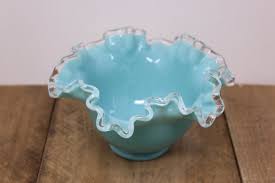Vintage Fenton Turquoise Milk Glass