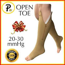 Details About Presadee Open Toe Premium 20 30 Mmhg Zipper Compression Leg Big Calf Veins Sock