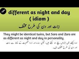 english idiom diffe as night and