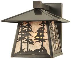 Meyda Tiffany 111694 Stillwater Tall Pine Trees Solid Mount Rustic Silver Mica Wall Sconce Lighting Mey 111694