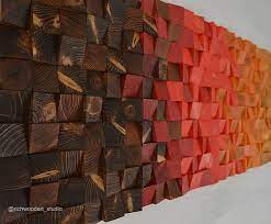 Modern Wood Wall Art In Warm Colors Of