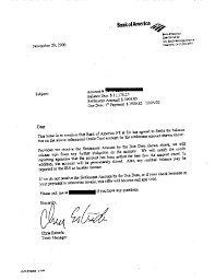 debt settlement letter with bank of