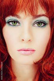 red hair and stylish makeup stock photo