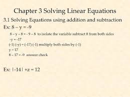 Chapter 3 Solving Linear Equations