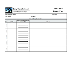 It Preschool Planning Template Weekly Curriculum Lesson Plan